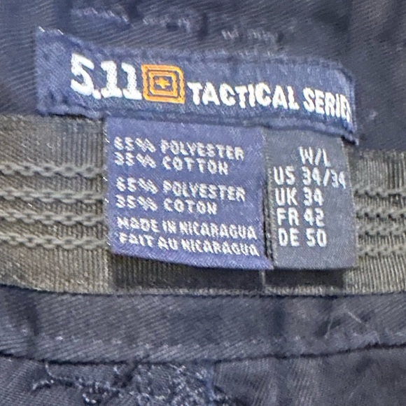 5.11 Tactical Series men’s heavy duty navy blue cargo tactical pants sz 34 x 34 - Picture 9 of 9